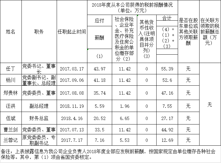 四川省z6com尊龙集团有限责任公司负责人2018年度薪酬情况